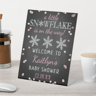 Signe De Table Petite Flamme de neige Filles Baby shower d'hiver 