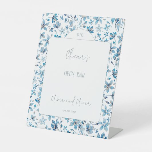Signe De Table Petites Fleurs Bleues Cheers Open Bar (Recto)