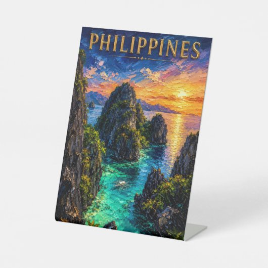 Signe De Table Philippines : Coucher de soleil tropical sur la cô (Recto)