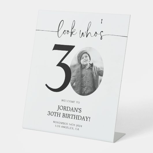 Signe De Table Photo Affiche de bienvenue du 30e anniversaire | R (Recto)