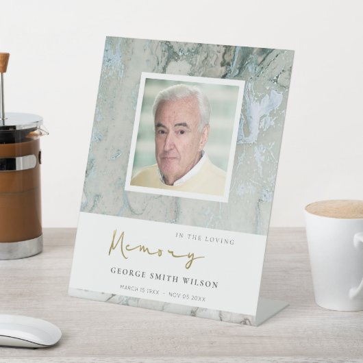 SIGNE DE TABLE PHOTO BLEU FONCÉ OR GRIS AGATE SYMPATHIE MÉMOIRE (In SItu)