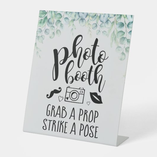 Signe De Table Photo Booth Grab a Prop Custom Eucalyptus Mariage (Recto)