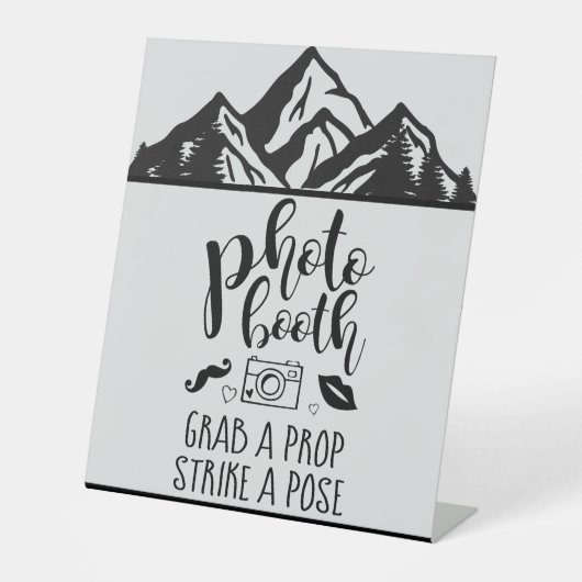 Signe De Table Photo Booth Grab a Prop Custom Mountains Mariage (Recto)