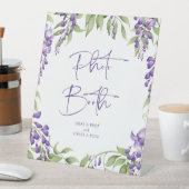 Signe De Table Photo Booth Purple Floral Script Mariage (In SItu)