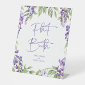 Signe De Table Photo Booth Purple Floral Script Mariage (Recto)