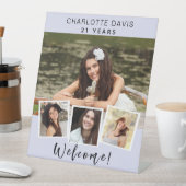 Signe De Table Photo collage lavande fête d'anniversaire bienvenu (In SItu)