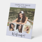 Signe De Table Photo collage lavande fête d'anniversaire bienvenu (Recto)