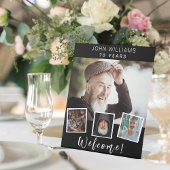 Signe De Table Photo collage noir blanc fête d'anniversaire bienv