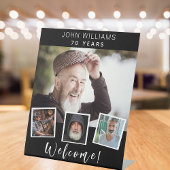 Signe De Table Photo collage noir blanc fête d'anniversaire bienv