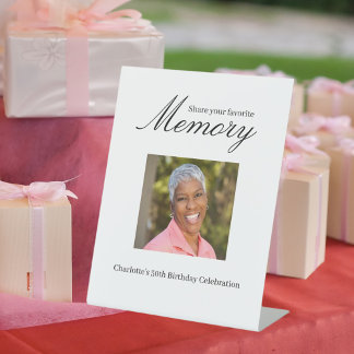 Signe De Table Photo d'anniversaire partager un souvenir