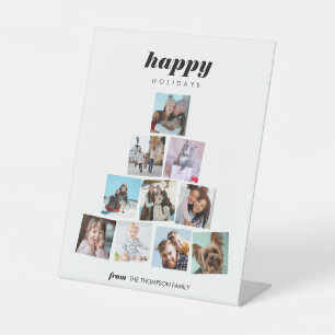 Signe De Table Photo d'arbre de Noël de famille Collage Vacances