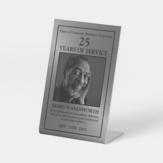 Signe De Table Photo d'argent/personnalisée - Prix de l'employé (Recto)