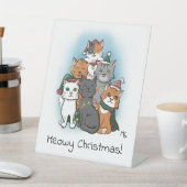 Signe De Table Photo de groupe mignonne de chats de dessin (In SItu)