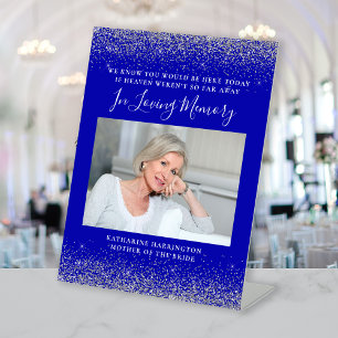 Signe De Table Photo de souvenir bleu roi et argent pour mariage