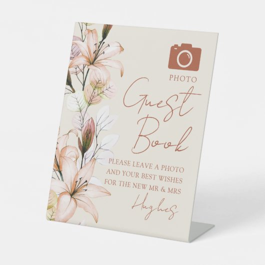 Signe De Table Photo Livre d'invité Rustic Boho Floral Mariage de (Recto)