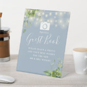 Signe De Table Photo Livre d'invité Vert Dusty Mariage bleu (In SItu)