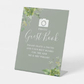 Signe De Table Photo Livre d'Invité Vert Sage Green Mariage (Recto)