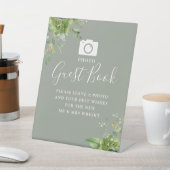 Signe De Table Photo Livre d'Invité Vert Sage Green Mariage (In SItu)