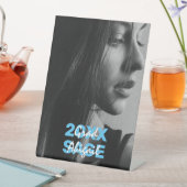 Signe De Table Photo moderne Bleu et Blanc Graduation (In SItu)