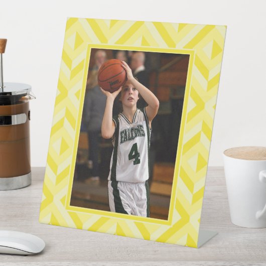Signe De Table Photo Motif diamant à trois tons jaune (In SItu)