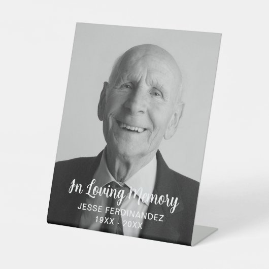 Signe De Table Photo personnalisée Hommage commémoratif funéraire (Recto)
