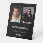 Signe De Table Photo personnalisée noir amis blancs (Recto)