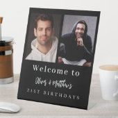 Signe De Table Photo personnalisée noir amis blancs anniversaire  (In SItu)