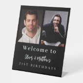 Signe De Table Photo personnalisée noir amis blancs anniversaire  (Recto)