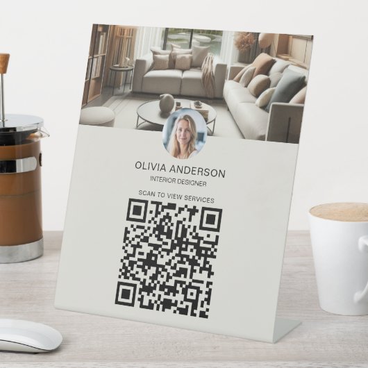 Signe De Table Photo personnalisée QR Code Entreprise (In SItu)