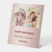 Signe De Table Photo personnalisée rose d'or amis (Recto)