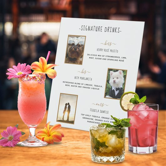 Signe De Table Photos de Mariage Gold pour animaux de compagnie