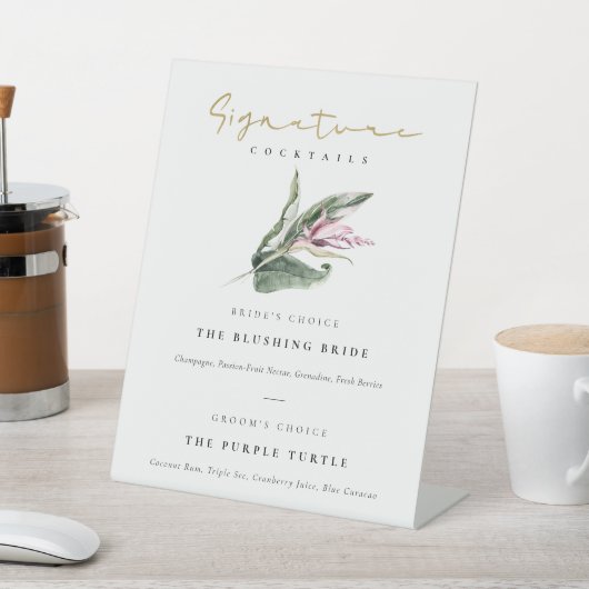 Signe De Table Photos Florales Pink Tropical Boissons Cocktails (In SItu)