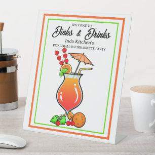 Signe De Table Pickleball Bachelorette Mariage Dinks & Boissons