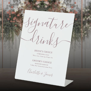 Signe De Table Pied de boisson de signature de mariage de script