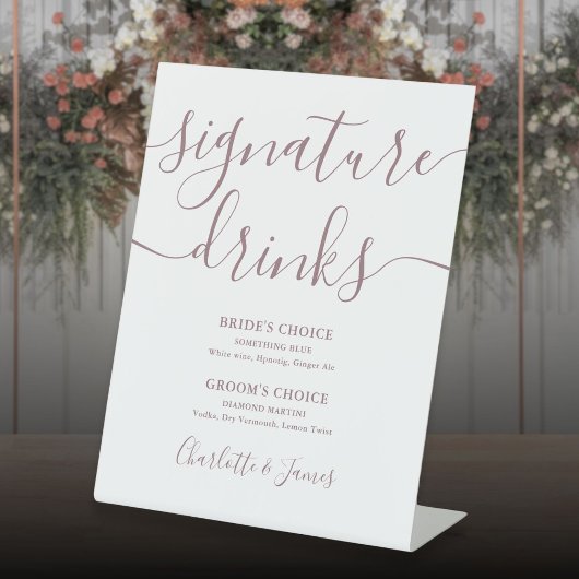 Signe De Table Pied de boisson de signature de mariage de script