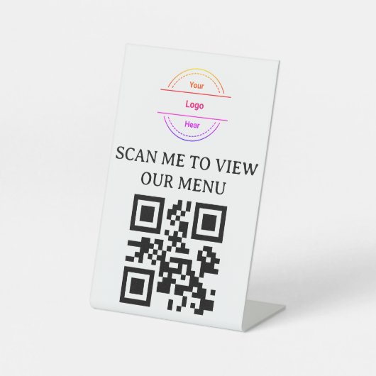 Signe De Table Pied de logo de menu sans contact Code QR Blanc Mi (Recto)