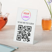 Signe De Table Pied de logo de menu sans contact QR Code blanc mi (In SItu)