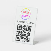 Signe De Table Pied de logo de menu sans contact QR Code blanc mi (Recto)