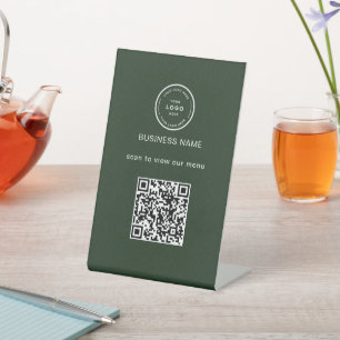 Signe De Table Pied de menu de restaurant à logo rustique Code QR