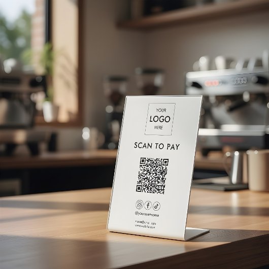 Signe De Table Pied de signalisation de code QR de logo d'entrepr