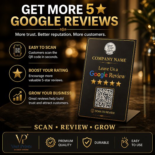 Signe De Table Pied de socle pour Google Review avec QR code pers