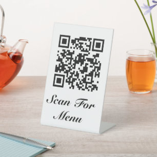 Signe De Table Pied de table avec code QR pour votre menu et/ou l