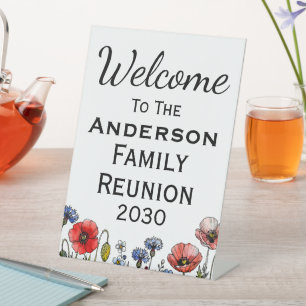 Signe De Table Piedestal de bienvenue pour réunion de famille de 