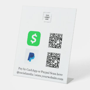 Signe De Table Piedestal de logo CashApp PayPal QR Code Scan to P