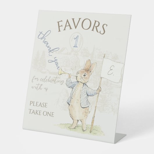 Signe De Table Pierre le lapin lapin 1er Anniversaire Faveurs Sig (Recto)