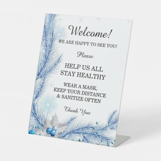 Signe De Table Pin bleu hiver Noël Mariage sécurité (Recto)