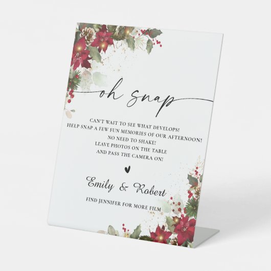 Signe De Table Pin Rustique Poinsettia Wedidacte Oh Snap Signal (Recto)