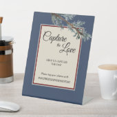 Signe De Table Pine Bleu Mariage d'hiver Capture l'Amour (In SItu)