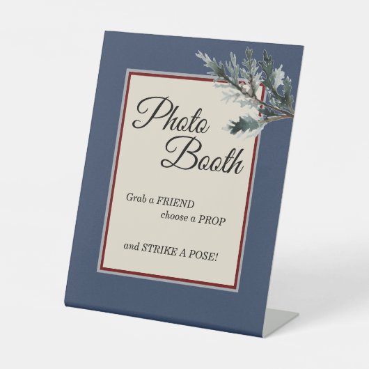 Signe De Table Pine Bleu Mariage d'hiver Photo Booth Pedestal Sig (Recto)