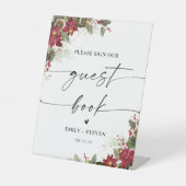 Signe De Table Pine Rustique Poinsettia Mariage Signet du livre d (Recto)